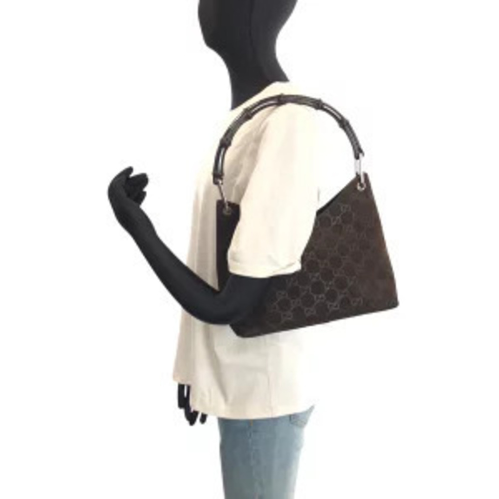 Gucci Bamboo Brown Suede Handbag Shoulder Bag - Picture 7 of 9